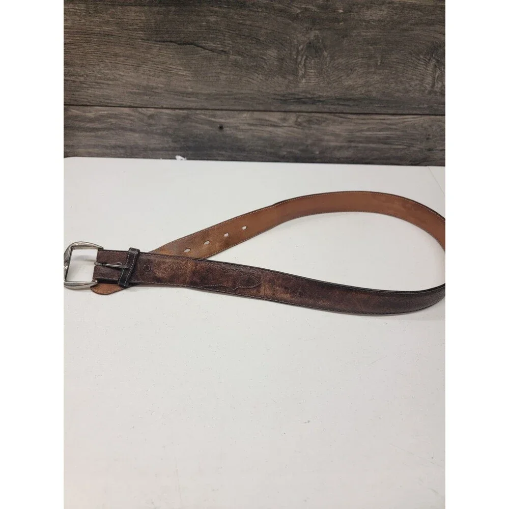 vintage TONY LAMA buckle belt 34 brown leather WESTERN